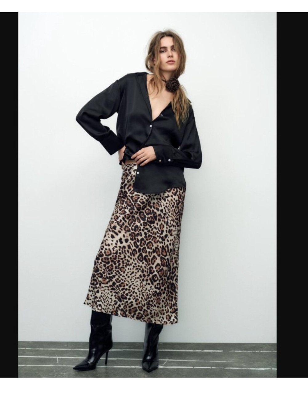 NWT ZARA ANIMAL PRINT MIDI SKIRT LEOPARD